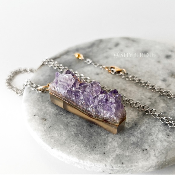 NEW Artisan Amethyst Semiprecious Gemstone Slice Pendant - Picture 14 of 14